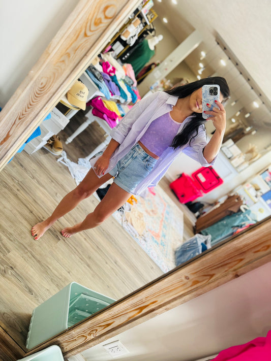 I Lilac You A Lot Oversized Button Top