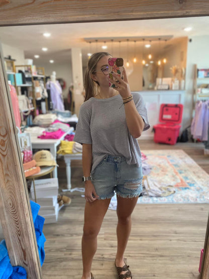 Waffle knit short sleeve