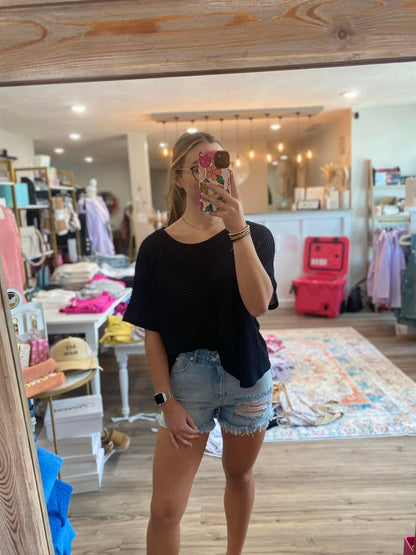 Waffle knit short sleeve