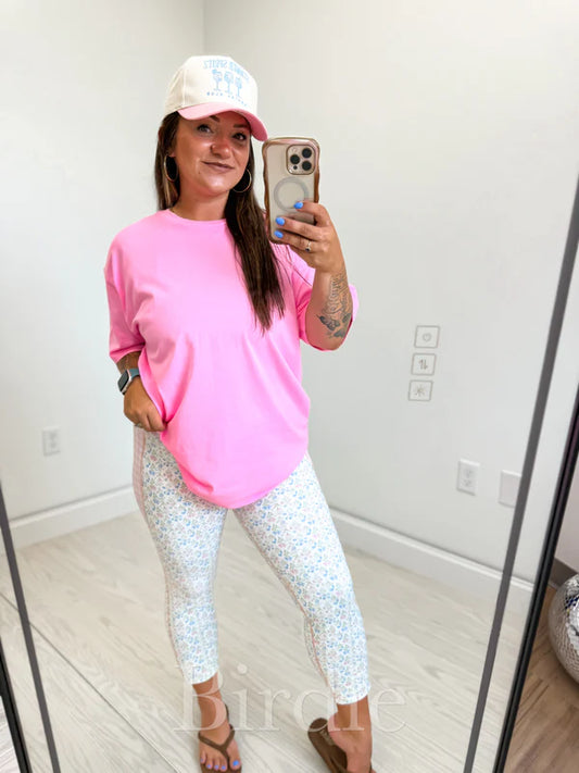 Floral Checkered Contrast Leggings