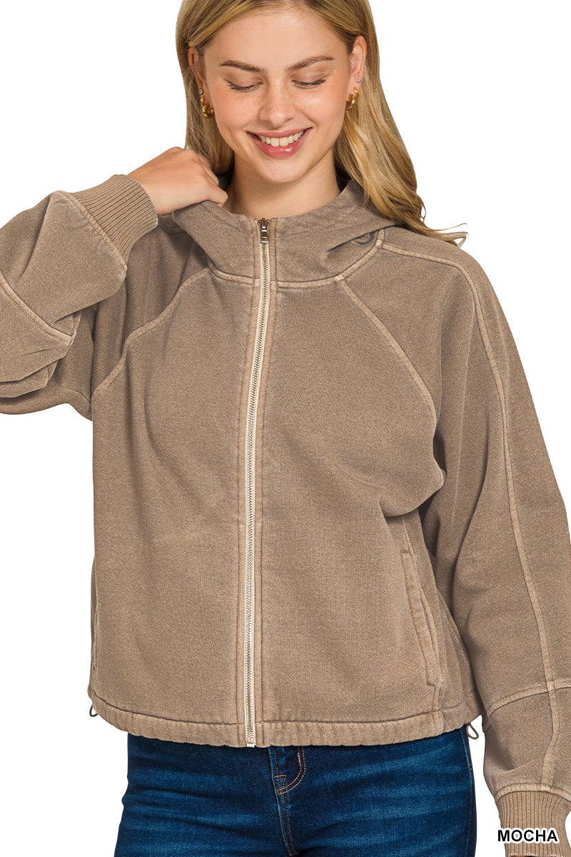 Mocha Fleece Washed Jacket
