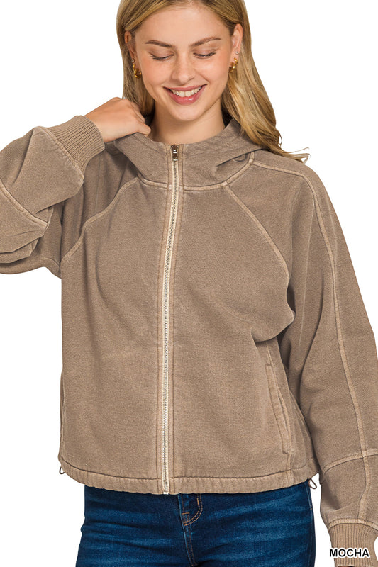 Mocha Fleece Washed Jacket
