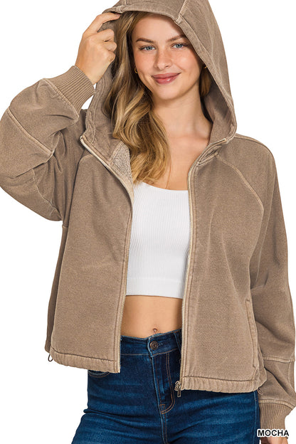 Mocha Fleece Washed Jacket