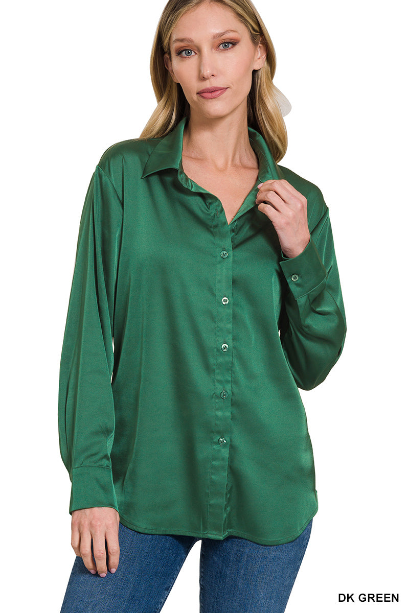 Bailey Satin Charmeuse Button Top
