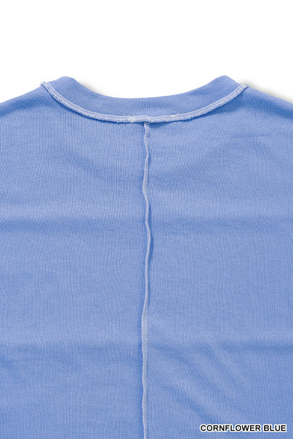 Blue Colorblock Reverse Seam Top