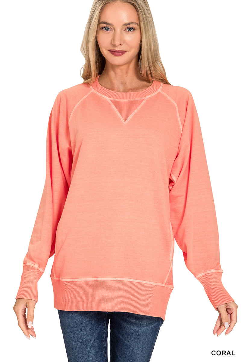 Coral Pocketed Pullover