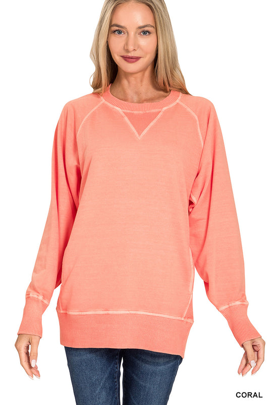 Coral Pocketed Pullover