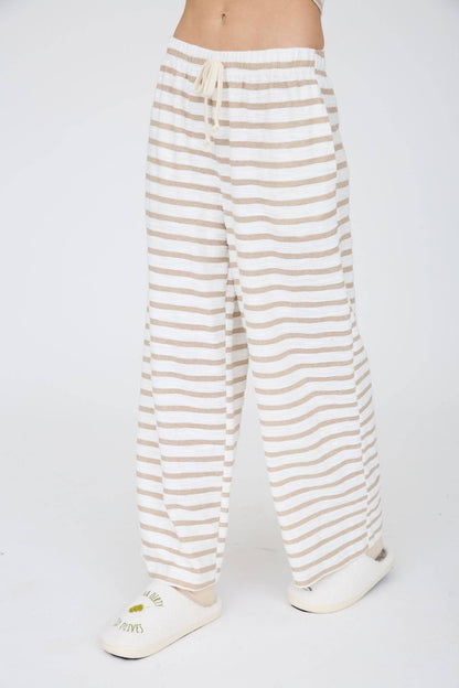 Stripe Drawstring Wide Leg Knit Lounge Pants