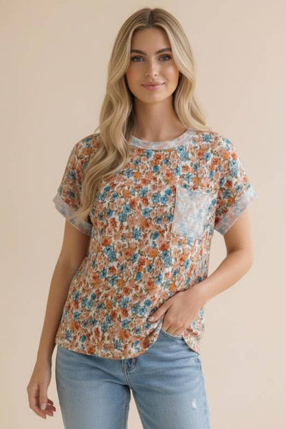 Ribbed Floral Doman Top