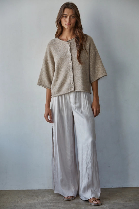 Kelsey Quarter Sleeve Light Mocha Cardigan
