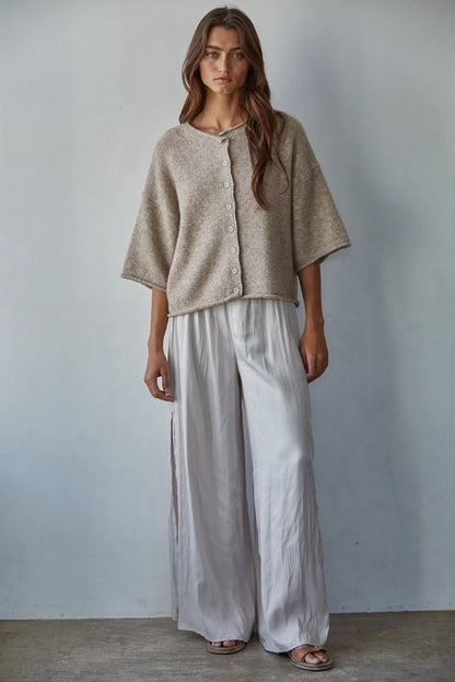 Kelsey Quarter Sleeve Light Mocha Cardigan