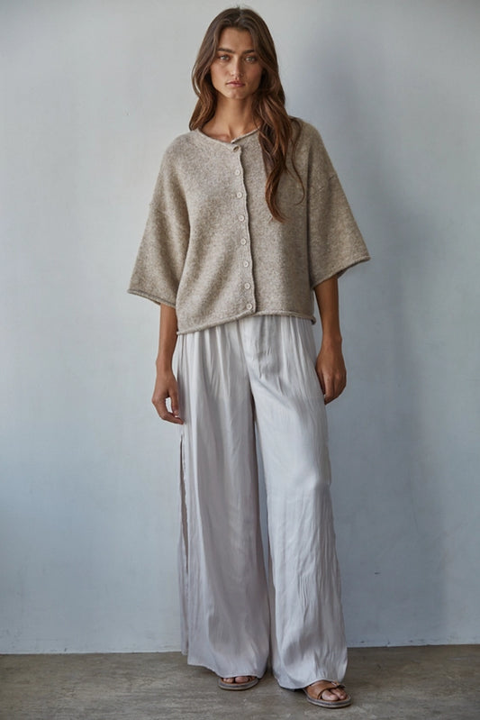 Kelsey Quarter Sleeve Light Mocha Cardigan