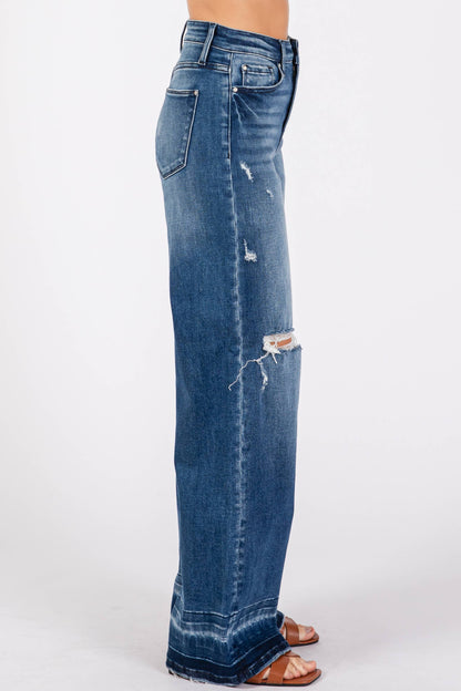 Destroyed High Rise Relaxed Wide Leg Jean
