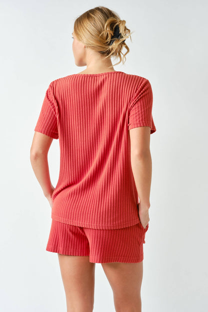 Softcore Ribbed Lounge Pocket Tee