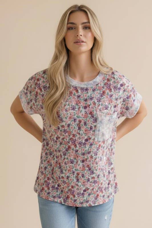 Ribbed Floral Doman Top