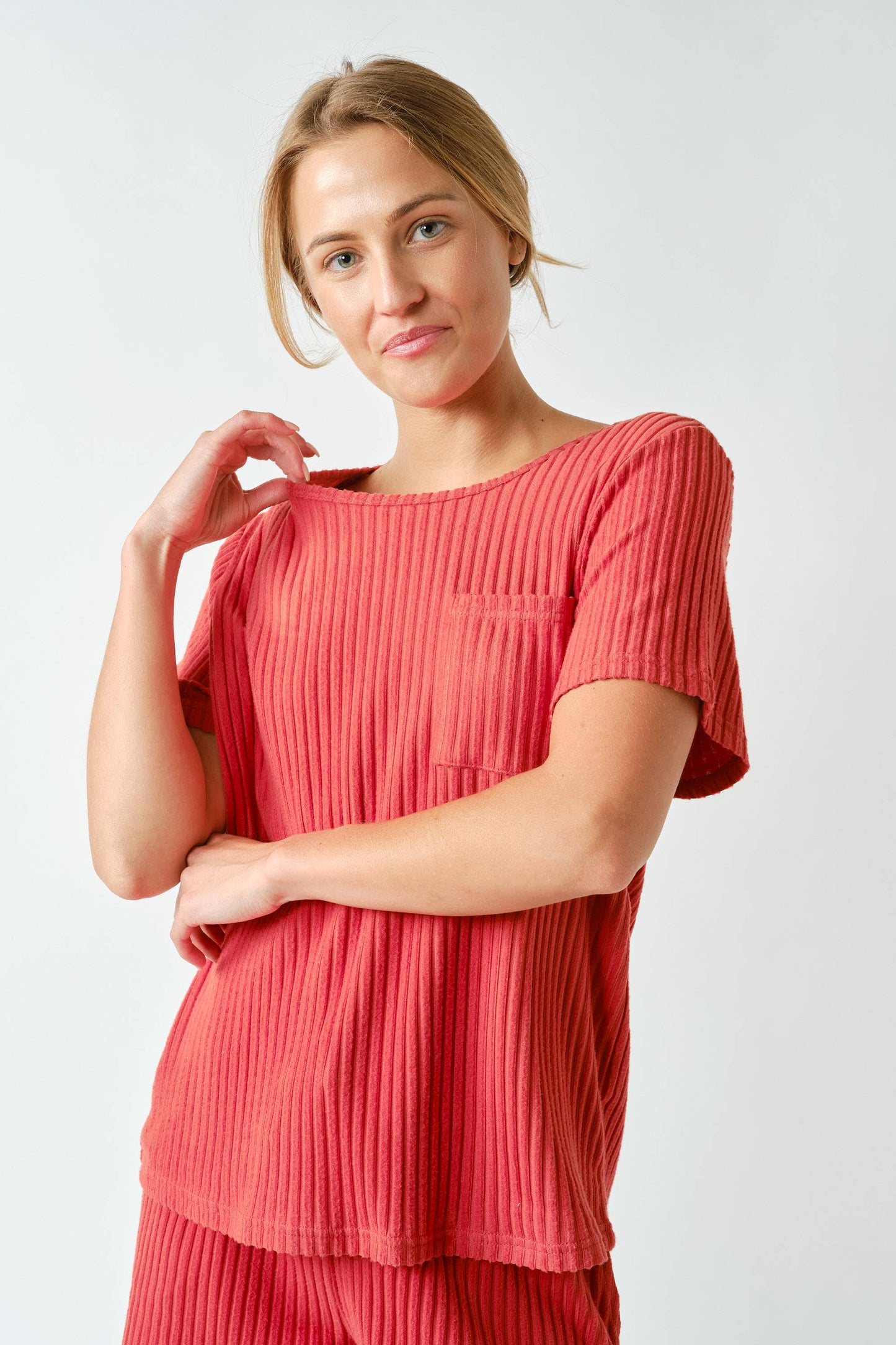 Softcore Ribbed Lounge Pocket Tee