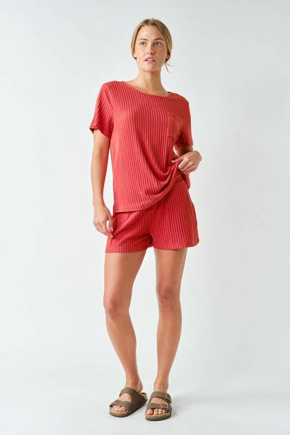 Softcore Ribbed Lounge Pocket Tee