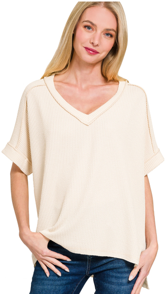 Charlie Ribbed V-Neck Top