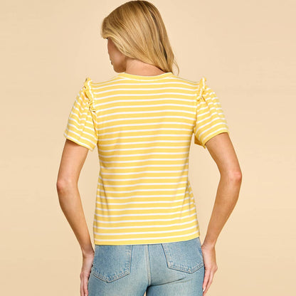 Striped Top with Ruffled Detailed Sleeves
