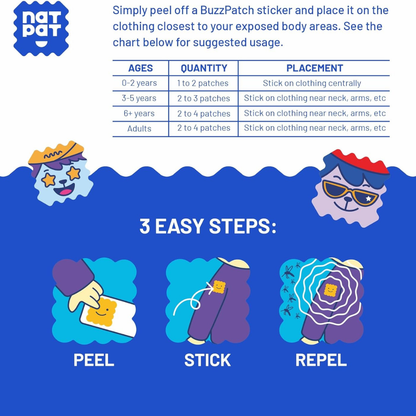 NATPAT BuzzPatch - Mosquito & Insect Repellent Stickers