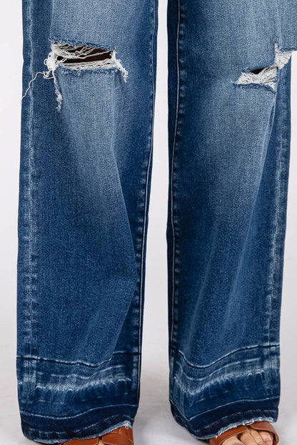 Destroyed High Rise Relaxed Wide Leg Jean