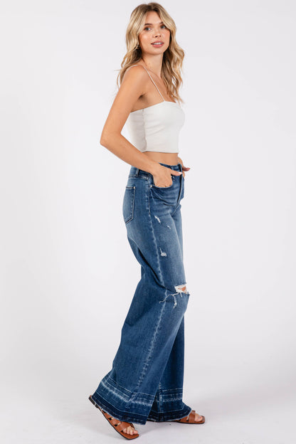 Destroyed High Rise Relaxed Wide Leg Jean