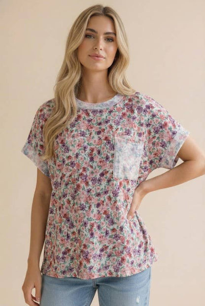 Ribbed Floral Doman Top