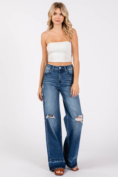 Destroyed High Rise Relaxed Wide Leg Jean