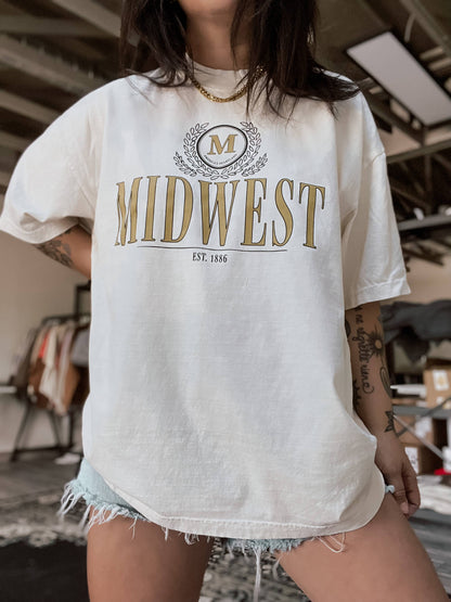 Midwest Vintage Inspired Retro Graphic Tee - Ivory
