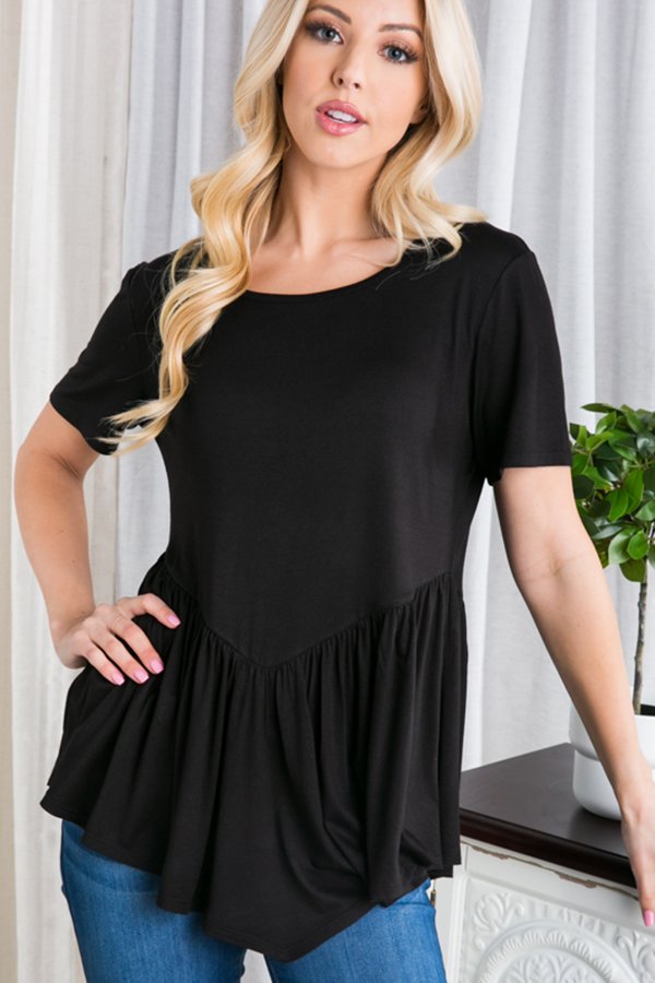 Basic Short Sleeve with Ruffled Detail