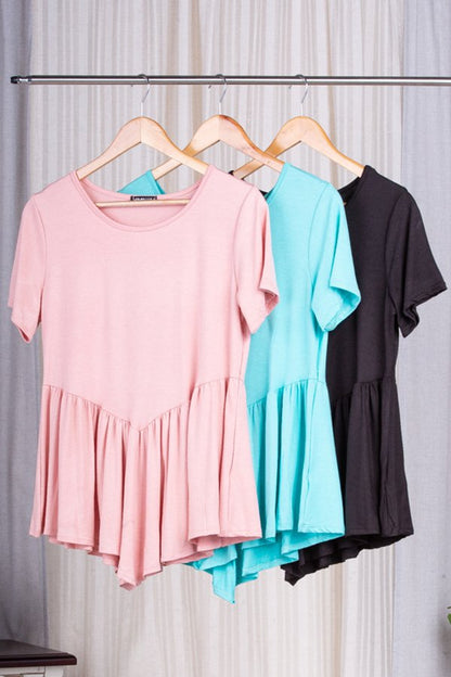 Basic Short Sleeve with Ruffled Detail