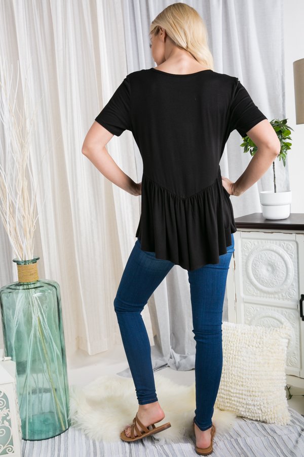 Basic Short Sleeve with Ruffled Detail