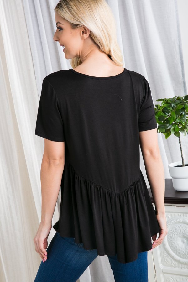 Basic Short Sleeve with Ruffled Detail