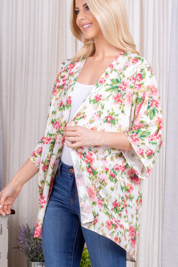 Floral Open Cardigan