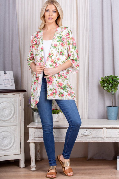 Floral Open Cardigan