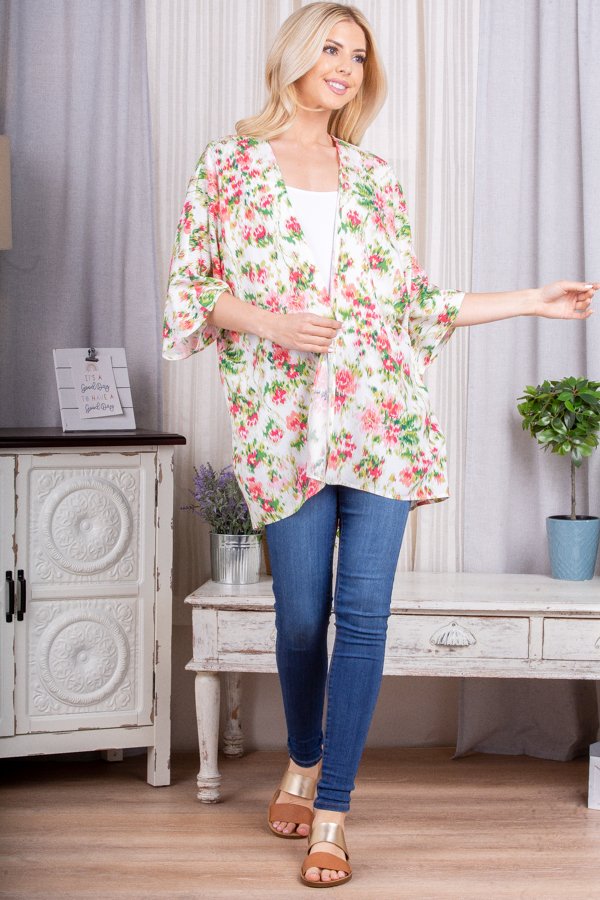 Floral Open Cardigan