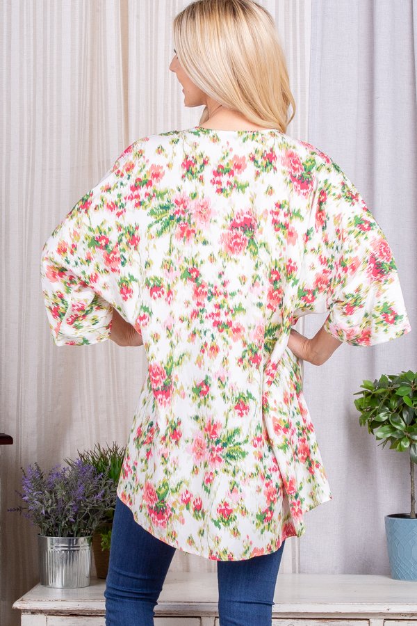 Floral Open Cardigan