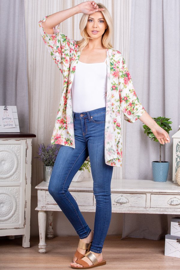 Floral Open Cardigan