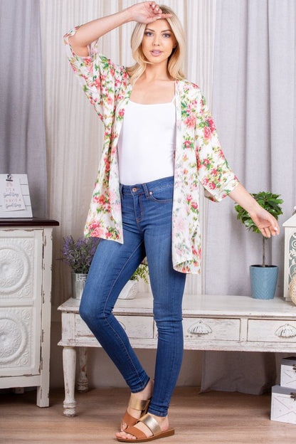 Floral Open Cardigan