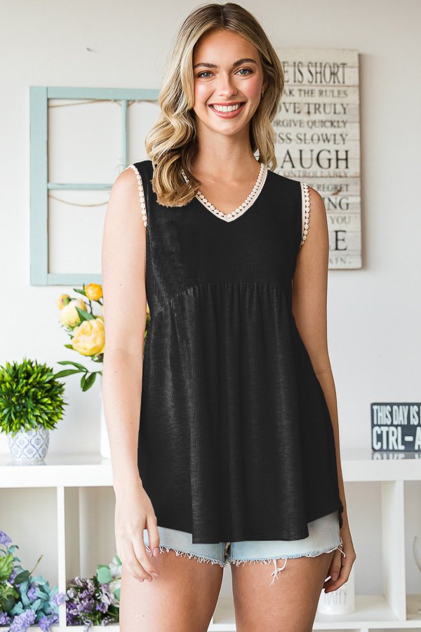 Lace Detail Babydoll Tank