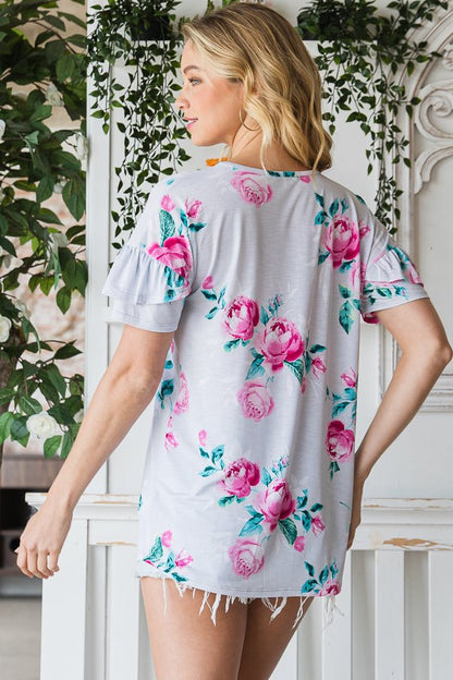 Ruffled Pink Floral Top