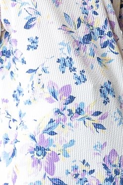 Blue Floral Ribbed Button Top