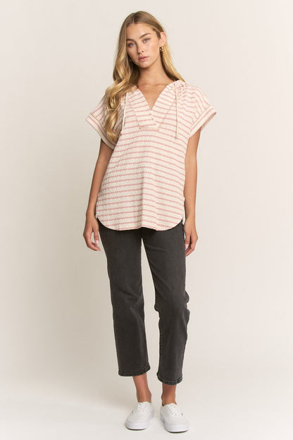 Rose & Cream Striped Knit Top