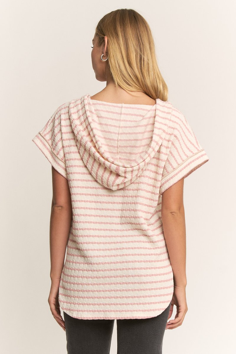 Rose & Cream Striped Knit Top