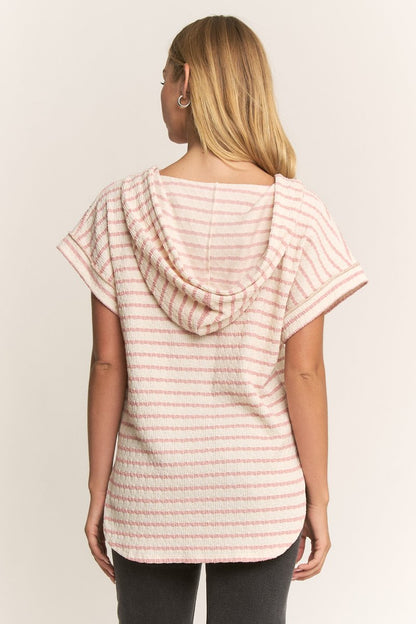 Rose & Cream Striped Knit Top