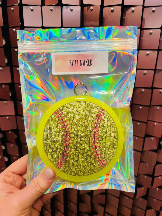 Faux Glitter Softball Car Freshie
