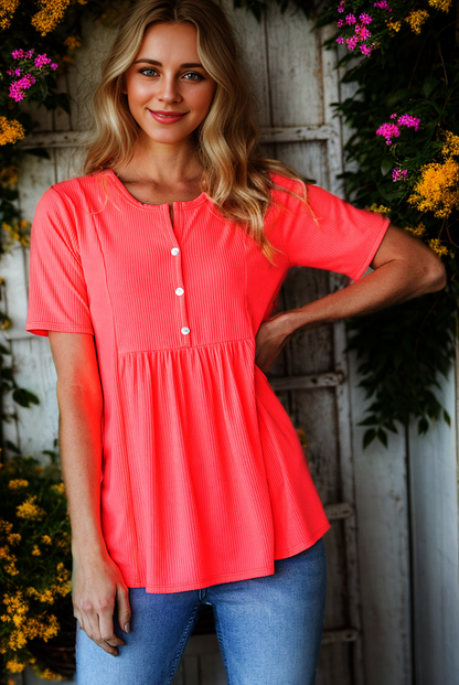 Button Up Ribbed Top