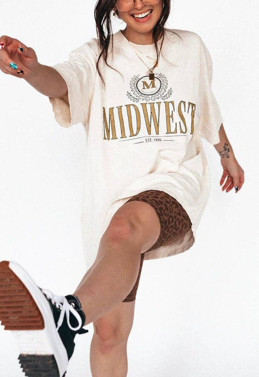 Midwest Vintage Inspired Retro Graphic Tee - Ivory