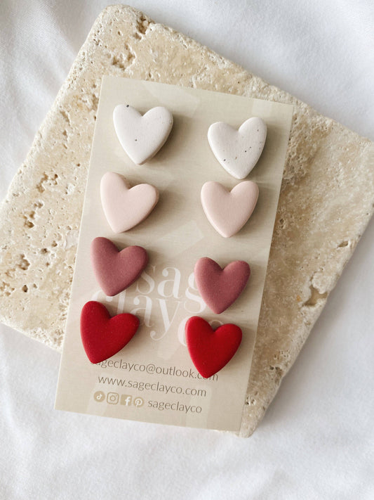 Heart Stud Pack | Handmade Polymer Clay Earrings